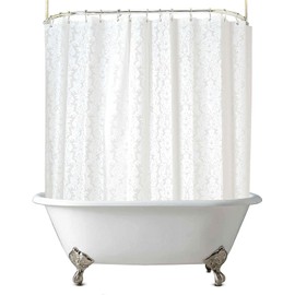 De-Mediocre Clawfoot Tub Shower Curtain 180x60 Inch Damask Liner All Warp Around Extra Wide Heavy Duty Vinyl Bath Curtain for Clawfoot Bathroom PEVA Waterproof Liner 36 Metal Hooks Stand Up Tub