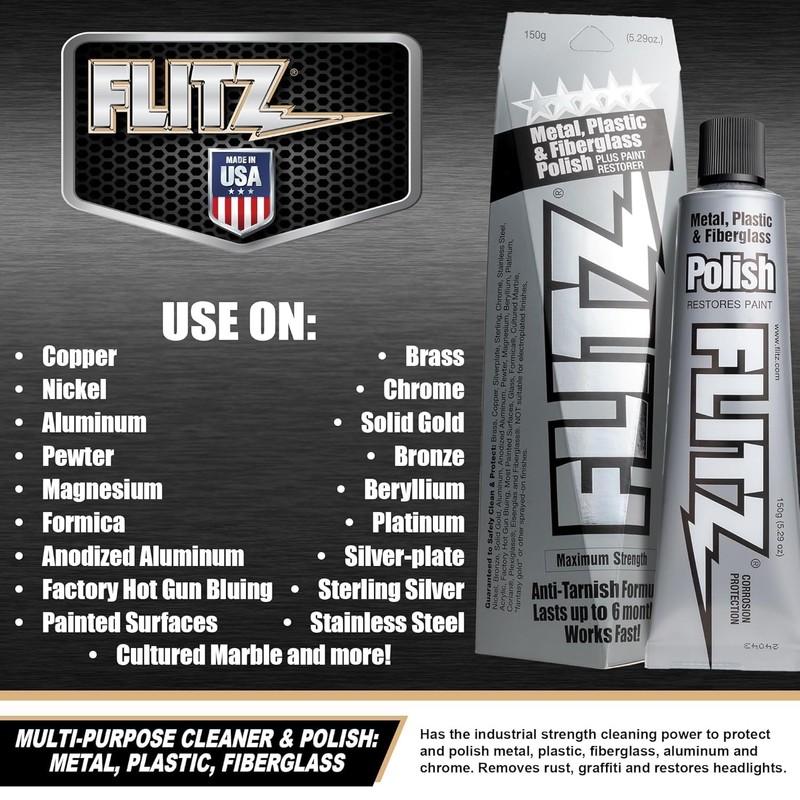 Flitz Multi-Purpose Metal Polish Paste - 5.29oz Tube of USA-Made