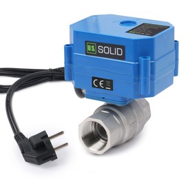 U.S. Solid 3/4 Inch Motorised Ball Valve with Plug 230 V AC DN20, 2-Way Stainless Steel Electric Ball Valve, Automatic Return, Closed without Power