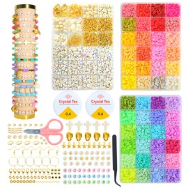 DWOOKE Clay Beads Bracelet Making Kit 3 Boxes,7500pcs Beads for Jewelry Making,Letter Beads with Charm and Elastic Strings,Friendship Bracelet kit for Girls,Crafts Gift for Women Adults