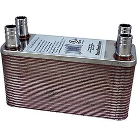 Duda Energy HX1240:HB34 B3-12A 40 Plate Stainless Steel Heat Exchanger with 3/4" Hose Barb Ports Copper Brazed, 3.8" Height, 2.9" Width, 7.5" Length