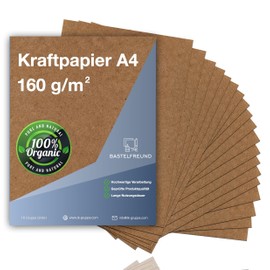 100 x Sheets Kraft Paper Craft Card 160 g/m² DIN A4 Brown Paper Made of Cardboard Paper / Cardboard Christmas - as Photo Cardboard, Craft Cardboard, Kraft Cardboard, Scrapbooking - Printable