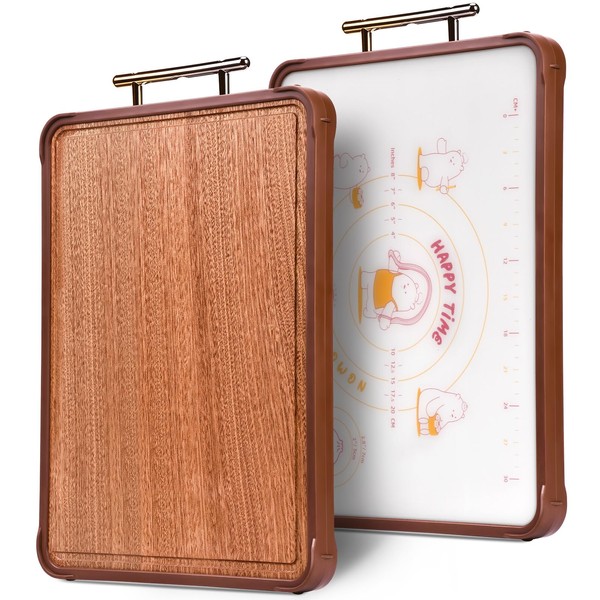 Cutting Board Double Sided Large Plastic and Ebony Wood Cutting