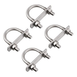 sourcing map Round U-Bolt 1.38"(35mm) Inner Width 60mm Length Steel M8 with Nuts, Plate, Washers 4 Set