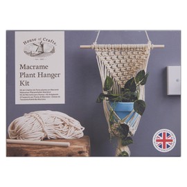 House Of Crafts Macrame Plant Hanger, Single Craft Kit, Natural, Start A Craft Set Includes 1 x Wooden Dowel, Thick Cord, Instructions