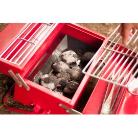 Suck UK Portable BBQ Grill - Stainless Steel Charcoal BBQ Smoker for Camping & Outdoor Travel Folding Warmer Rack & Utensil Tray in Toolbox Retro Design with Carry Handle - Ideal Novelty Gift for Dads