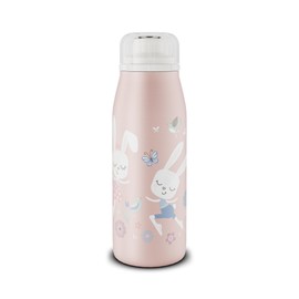 alfi KIDS ISO BOTTLE 350ml, rosa Ballerina Hasen, Isoliertrinkflasche Kinder Edelstahl, absolut dicht mit Drehverschluss, hält 12 Std. heiß, 24 Std. kalt, Trinkflasche für Kohlensäure, BPA-frei