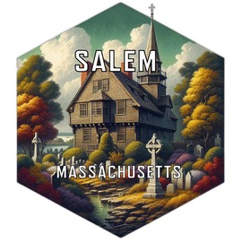 Salem Massachusetts Souvenir Travel Destination Die Cut Hexagon Decorative Flat Magnet 4-Inch