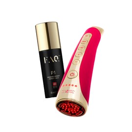 FAQ 102 Set Beauty Answer - Masajeador facial reafirmante con 8 luces LED - Radiofrecuencia facial + P1 Manuka Honey 30 ml - Preparación facial antes del cuidado - Ritual diario de belleza - Pink Ruby