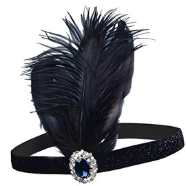 ZAMXHUG Women's 1920s Headband 20s Accessories Headpiece Gatsby Costume Accessories Women's Flapper Feather Vintage Hair Band Charleston for Carnival Fancy Dress Art Deco Costume