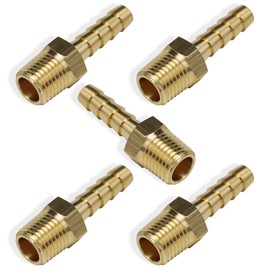 Boeray 5pcs Brass Hose Barb Fittings 1/2 Inch Barb to 3/8 Inch NPT Male Thread Air Hose Fitting Adapter