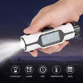 Jwthee Travel Alarm Clock with LED Flashlight, Multifunctional Alarm Clock with LED Flashlight, World Time Travel Alarm Clock Thermometer, Outdoor Flashlight, Outdoor Alarm Clock