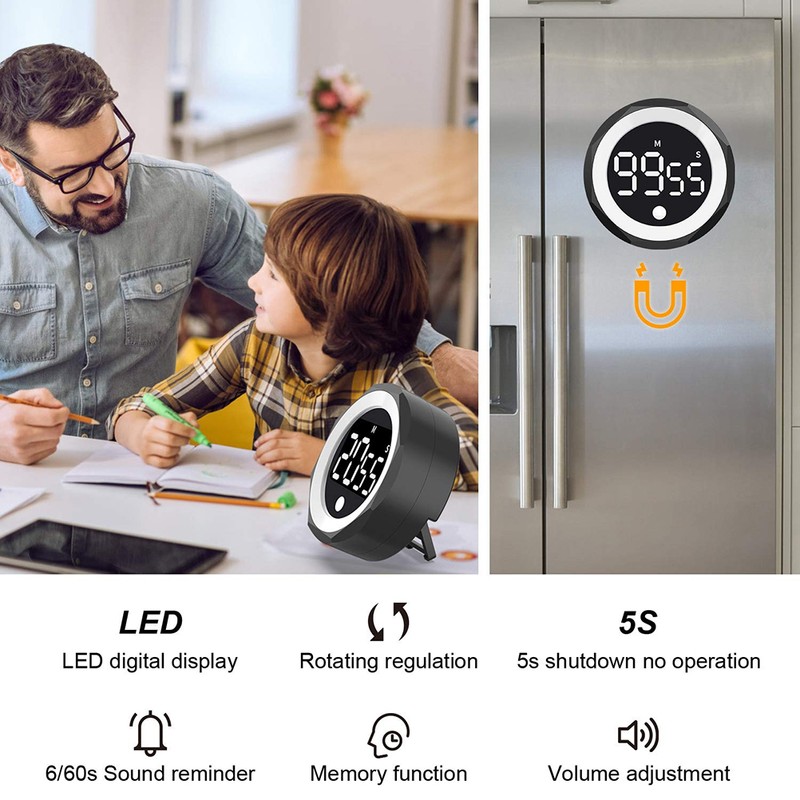 Kitchen Timer Magnetic Countdown Timer for Studying Meetings Cooking