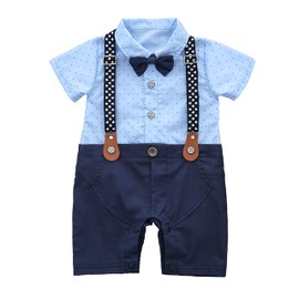 HeMarIsle HMD - Mameluco para bebé y caballero, color blanco, con pajarita de esmoquin (0-18 M), Negro y cuadros, 90(9-12 Month)