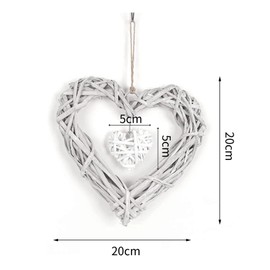 Pack of 2 Heart Rattan Pendants, Willow Wreath, Heart Rattan Pendant, Window Decoration, Hanging Decoration, Grey Willow Heart for Photo Wall Display Decor, DIY Decoration, Hanging Wall Decor, Frame