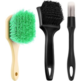 Wheel Rim Tire & Carpet Cleaning Brush Set, Soft & Stiff Bristle Wash Cleaning Supplies Kit for Car All Exterior Surface and Car Interior Cleaning Brush for Car Truck SUV RV Motorcycle (Green)