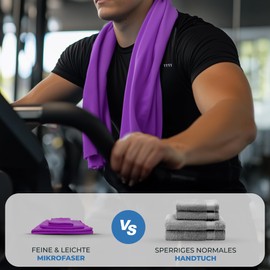 ZENACROSS Microfibre Towel Set of 3 with Transport Bag - Quick-Drying and Versatile Fitness Towel - Sports Towel Sizes - XS, S, M - Purple