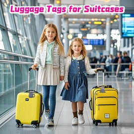 Luggage Tags for Suitcases, 2 pcs Cute Cat Grey PVC Suitcase Tags with Name Address Tel Card Waterproof Luggage Tags for Travel School