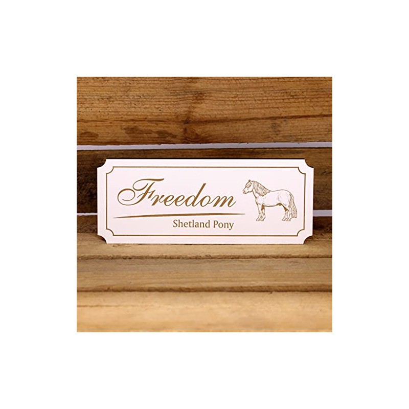 Engraved Sign with Shetland Pony Motif and Horse Name -
