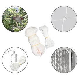 Cat Net for Balcony, 3 x 4 m, Wire Reinforced, No Drilling, Includes Hooks and Mounting Accessories, White, UV-Resistant, Cat Protection Net for Patios, Windows, Doors, Balcony Net, Cat Safety