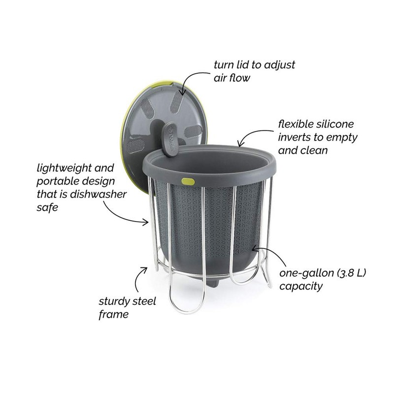 Polder Kitchen Composter-Flexible Silicone Bucket inverts for Emptying and Cleaning