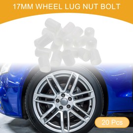 Partuto 20pcs Cylindrical Shape Wheel Lug Nut Bolt Rims Tire Nut Screws Dust Cap Cover Nut Protection PVC White 17mm