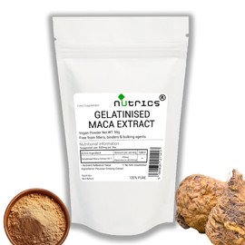 Nutrics® 50:1 GELATINISED MACA Root Extract 50g Powder Peruvian Ginseng Pure 50 Times Stronger Than MACA Powder - No Additives - Nutrics Superfoods