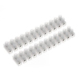 AUKENIEN 10A Electrical Connector Blocks 10 Amp 12 Way White Terminal Block Strip Electric Wire Connectors Choc Blocks Connecting for Wiring Cable (Pack of 2)