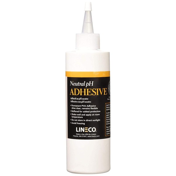 LINECO Neutral pH Adhesive 8 Oz, Acid-Free, All-purpose Glue, Dries Clear and Remains Flexible. Used for Bookbinding and Book Repair, Framing, Collages, Paper Art and Crafts