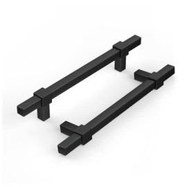 goldenwarm 10 Pack Black Cabinet Pulls Matte Black Drawer Pulls for Cabinets Square Matte Black Cabinet Handles for Kitchen Cabinet Door Handles 3-3/4in Inch Hole Centers, Stainless Steel&Zinc Alloy