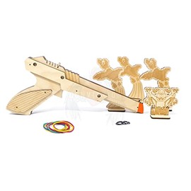 Artisan Handcrafted Rubberband Gun with Targets and Duck Hunting Dog Rubber Band Toy Gun with Starter Bands