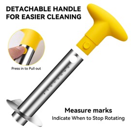 ZAFNAH Pineapple Corer and Slicer Tool, Pineapple Cutter and Corer, Stainless Steel Pineapple Peeler, Easy Pineapple core remover decorer, Eye Removal Tool, Pelador De Piña (yellow with measure marks)
