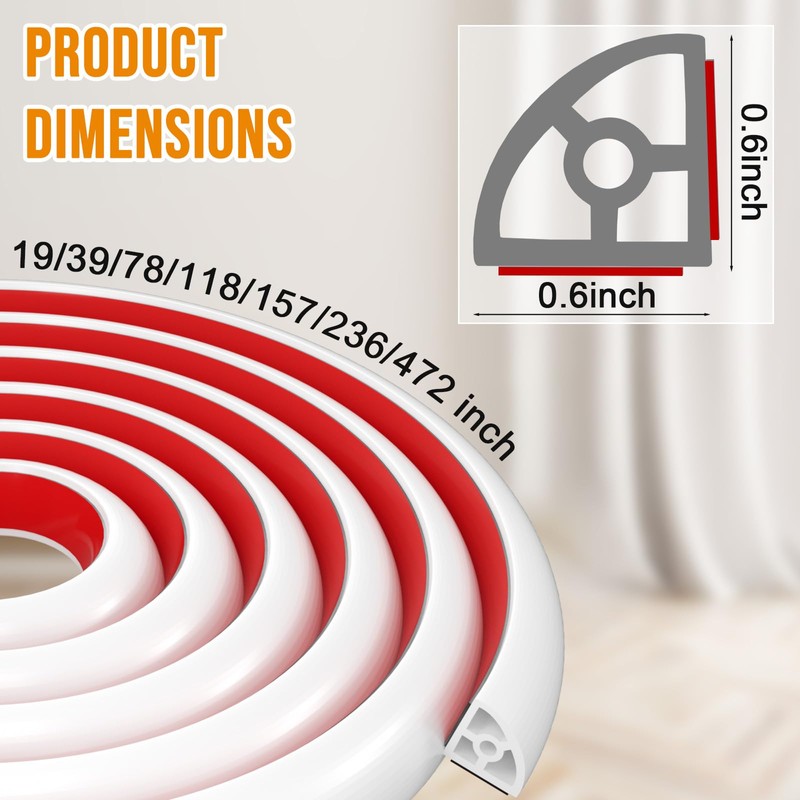 Flexible Quarter Round Molding Trim - 19in Waterproof Bendable Silicone
