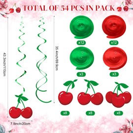 Faccito 30 Pcs Cherry Hanging Swirl Decorations Cherry Party Hanging Ornaments for Birthday Baby Shower Party Supplies Decor
