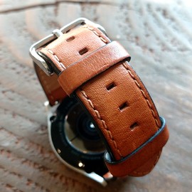 Galaxy Watch 6, 5 Active 2 Italian Vegetable Leather Strap Watch Strap 20mm, 22mm, Natural Brown Natural Brown_20mm20mm / 갤럭시워치6, 5 액티브2 이탈리안 베지터블 가죽스트랩 시계줄 20mm,22mm, 내츄럴브라운내츄럴브라운_20mm20mm