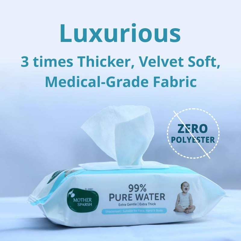 Mother Sparsh 99% Pure Water (Unscented) Baby Wipes (72 Unscented