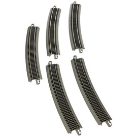 Bachmann Trains - Snap-Fit E-Z TRACK 35.50” RADIUS 18 DEGREE CURVED TRACK (5/card) - NICKEL SILVER Rail With Gray Roadbed - HO Scale , Grey