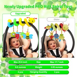 Car Seat Toys for Babies 0-6 Months Upgraded Version Spiral Car Seat & Stroller Activity Toy, Soft Plush Hanging Toys with Rattles, Best Gift for Ages 0 and Up