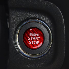 KUNGKIC Carbon Fibre Car Engine Start Stop Switch Ignition Switch Button Sticker Interior Trim Protection Function Compatible with Suzuki Swift Alto Ignis S-Cross Alivio Kizashi Accessories (Red)
