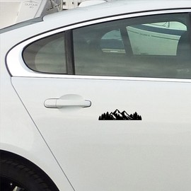 NBFU Mountain Tree Forest Vinyl Decal for Car (Black) (Set of 2) RV Camper Waterproof Small Mountain Car for Bumper Door Panel Car Decal Laptop Tuber Wall Window Phone Mug Accessory Decoration