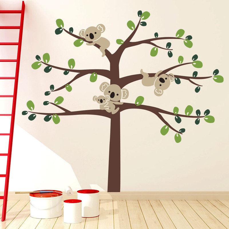 Cute Cartoon Koala and Tree Removable Wall Sticker Stylish Living