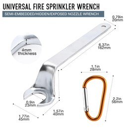 Vizava Universal Fire Sprinker Head wrench Tool With Spring Snap Hook Fits all brands of 1/2" fire sprinkler heads including Semi Recessed/Embedded/Concealed/Exposed(1 Pack)