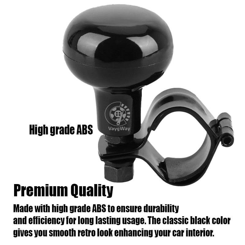 Vaygway Universal Fit Vehicle Steering Wheel Suicide Spinner Knob- Black