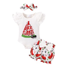 YOUNGER TREE Newborn Infant Baby Girl Clothes Romper Shorts Set Floral Summer Outfits Cute Baby Girl Clothing(Ants like summer,0-3 Months)