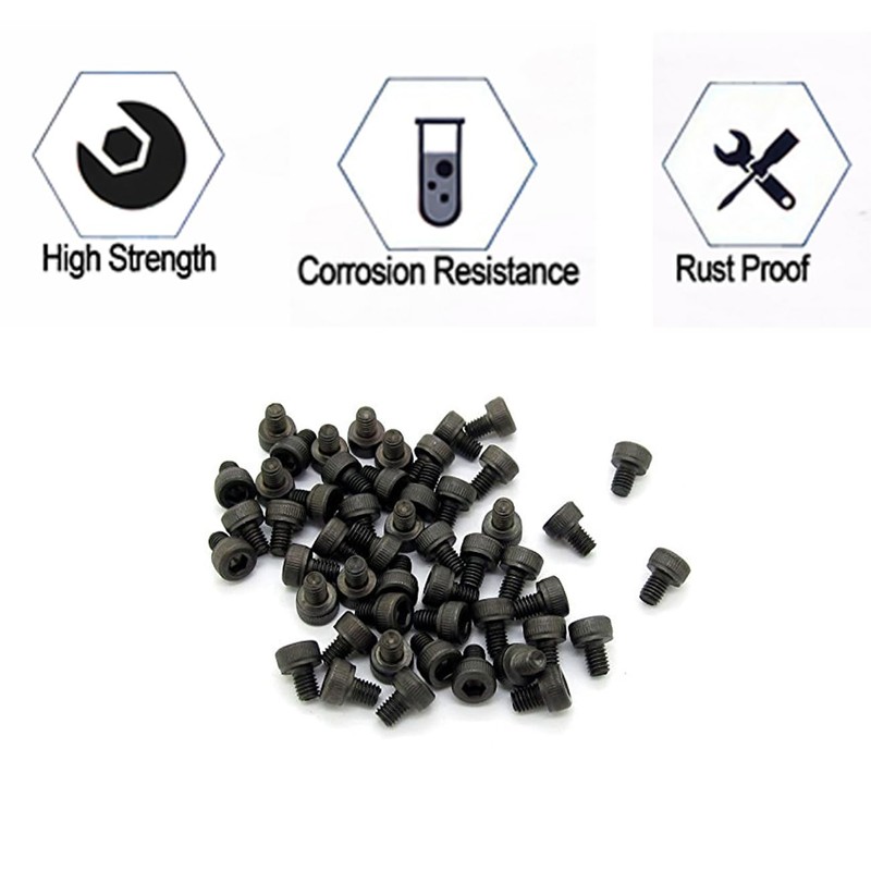 JIUWU 50 Pcs M3x4mm Carbon Steel Hex Socket Head Screw
