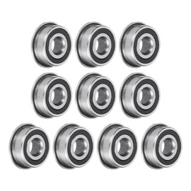 uxcell 10pcs MF104-2RS Flanged Ball Bearing 4x10x4mm Chrome Steel Double Rubber Seals Miniature Bearing, Deep Groove Ball Bearings, P6 (ABEC 3)