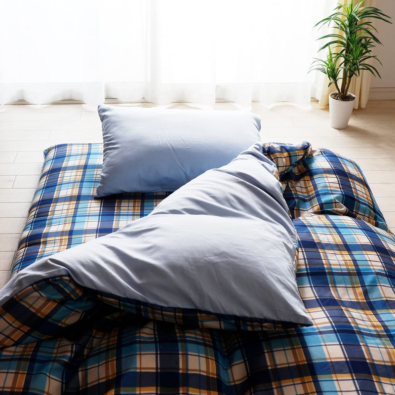 Sanko 348632-K023 Futon Cover, Plaid Pattern, Futon Cover, Single Long,