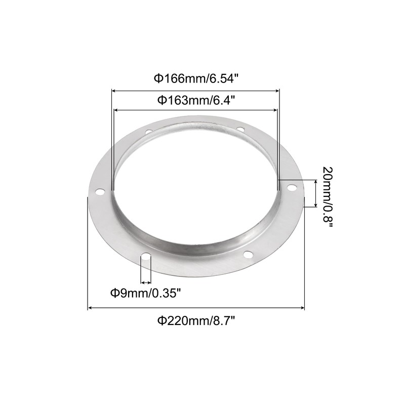 PATIKIL 6.4" Duct Connector Flange, Straight Pipe Exhaust Flange Stainless