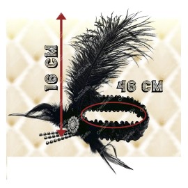 Diadema Pluma Negra Charleston Disfraz Accesorio Vintage Color Negro