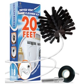 The Professional Dryer Vent Cleaner Kit -(20-Feet) Innovative Lint Remover Reusable Strong Nylon| Flexible Lint Brush with Drill Attachment for Faster Cleaning